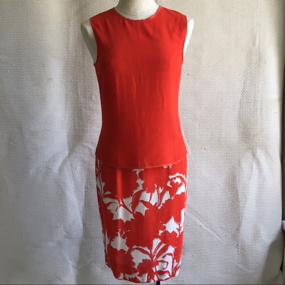 Prada S Vintage 2 Piece Set Red Top Skirt Dress - Picture 2 of 8